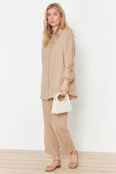 Trendyol Modest طقم علوي منسوج من الكتان الحجري TCTSS24US00062