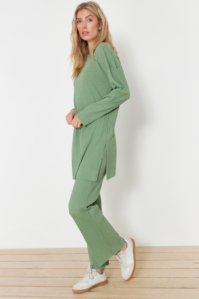 Trendyol Modest Green Oversize Corded Set - Knitted Bottom-Top Set TCTSS24US00060