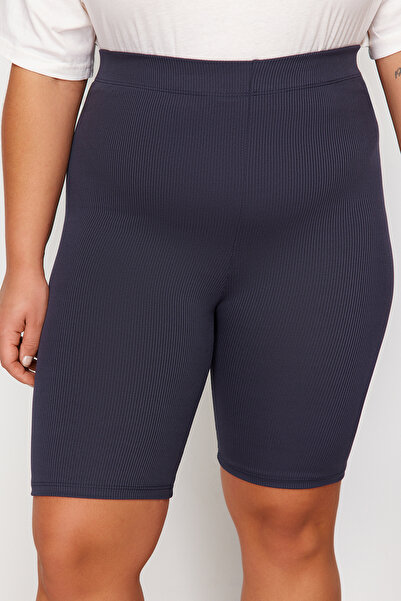 Trendyol Curve Sötétkék-khaki magas derekú 2 csomagos motoros/kerékpáros/rövid, nagy méretű leggings TBBSS24BV00000