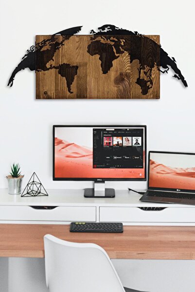 Doreline Doreart World Ahşap & Metal Duvar Tablosu, Ev Ofis Duvar Panosu