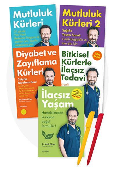 hayykitap Alfa Kalem + Ümit Aktaş 5 Kitap Set - Mutluluk Kürleri Diyabet ve Zayıflama İlaçsız Yaşam Bitkisel