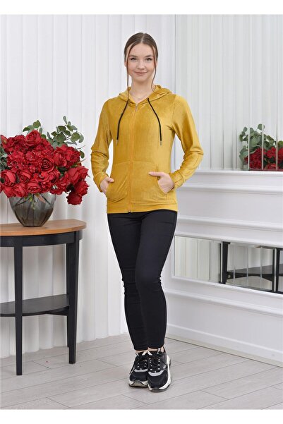 Nuseel Hooded Corduroy Cardigan Mustard Color