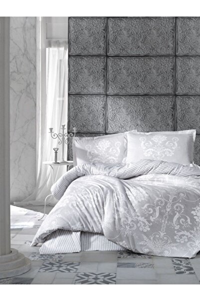 Clasy Ranforce 100% Cotton Single Duvet Cover Set Alone Gray