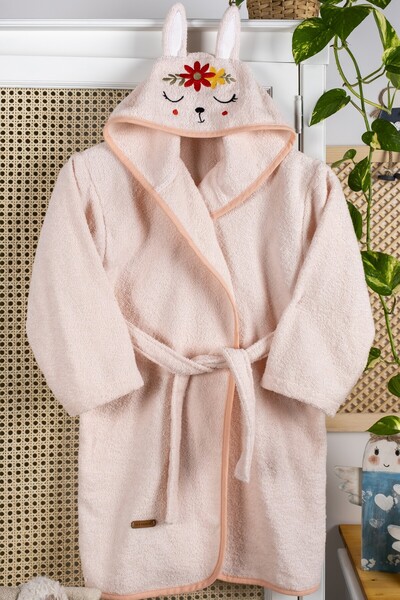 ÇARŞAF DÜNYASI روب حمام بناتي، قطن، غطاء رأس، أرنب زهري، طفل رضيع، تنورة أطفا...