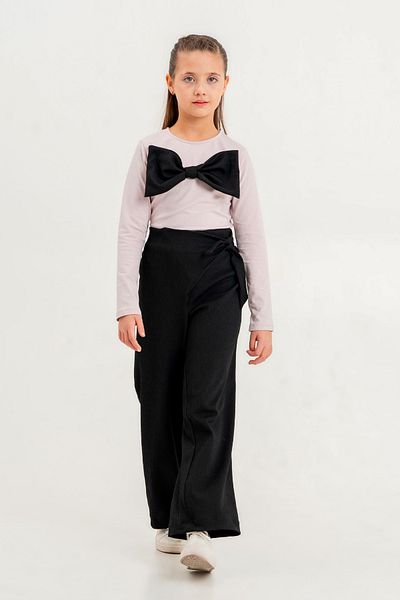 e-çocuk Girl's Top and Bottom Set with Bow and Waist Tie 23324