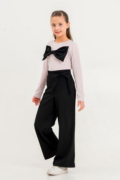 e-çocuk Girl's Top and Bottom Set with Bow and Waist Tie 23324