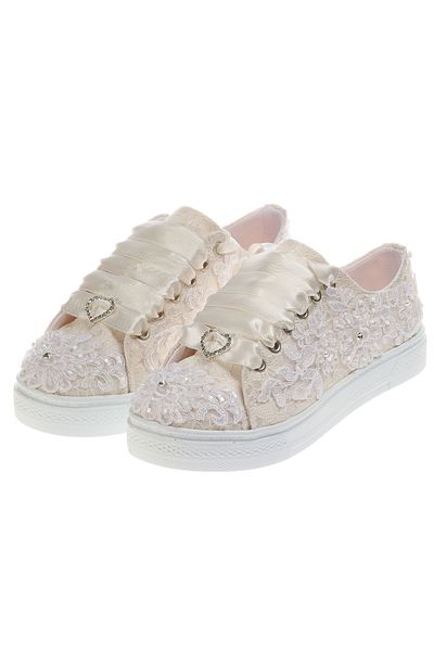 Ayakkabı Tutkusu Stilo ® Ivory Bridal Sports Shoes Flat Sole Comfortable Shoes