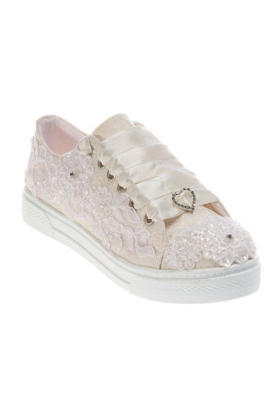 Ayakkabı Tutkusu Stilo ® Ivory Bridal Sports Shoes Flat Sole Comfortable Shoes