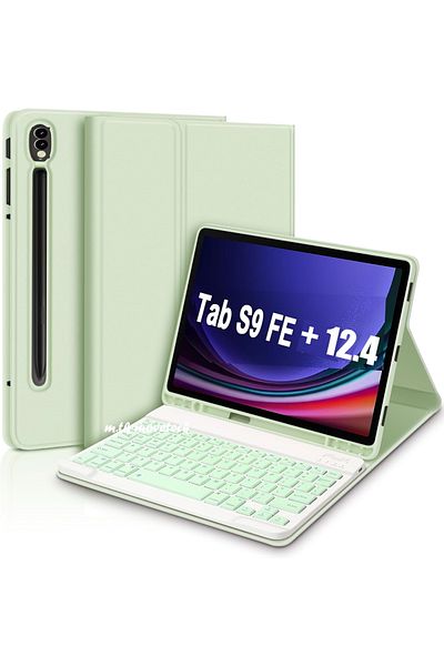 m.tk moveteck حافظة متوافقة مع Samsung Galaxy Tab S9 Fe Plus مقاس 12.4 بوصة مع حامل لوحة مفاتيح مع مقصورة قلم رصاص تركية Q
