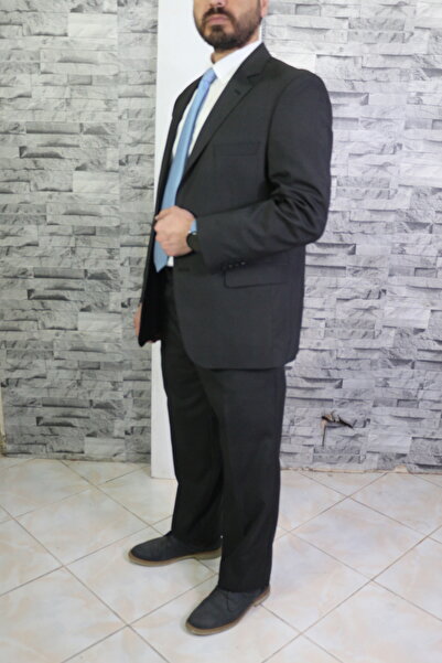 Bilgiçler Erkek Siyah kalsik kesim Mono Yaka Takım Elbise