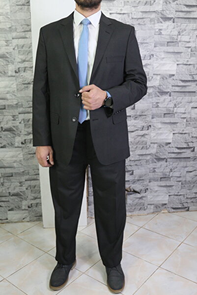 Bilgiçler Erkek Siyah kalsik kesim Mono Yaka Takım Elbise