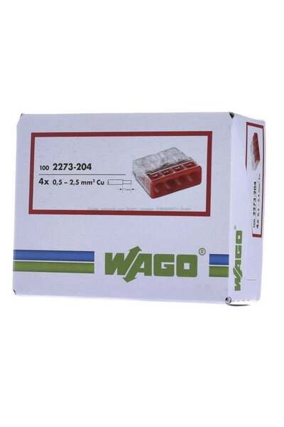 Tamer Elektrik Wago 100 ADET Klemens 4 Kutuplu Buat İçi