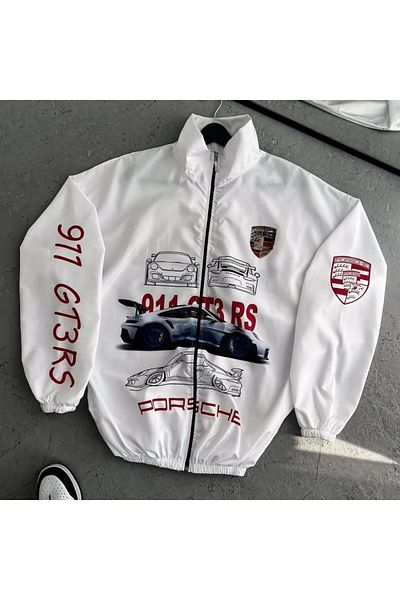 MSRT Unisex Αλεξίπτωτο ύφασμα με στάμπα Oversize Μαύρο αντιανεμικό