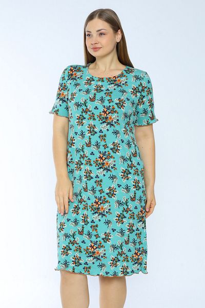 İntensive print plus size short-sleeved cotton dress