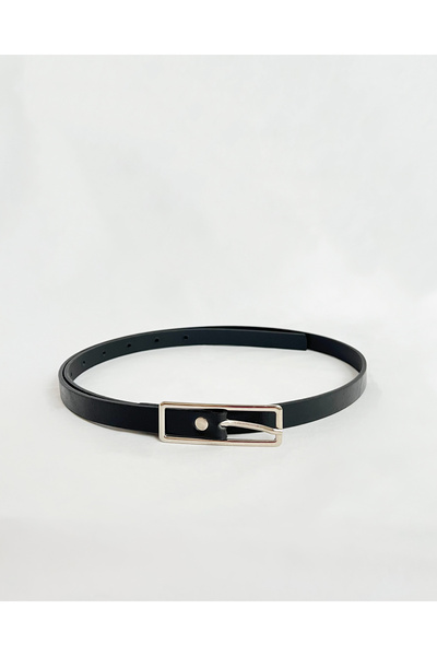 Generic Brand Black Thin Rectangular Buckle Belt
