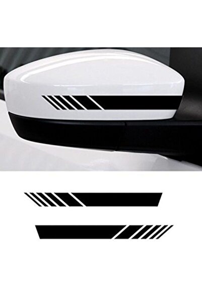 HMNL Yan Ayna Oto Şerit Sticker, Araba Sticker Siyah 6 Adet 15 X 2 Cm