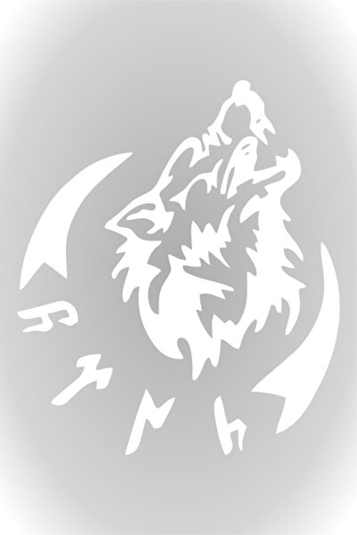 HMNL Göktürk Türk Kurt Sticker Oto Sticker Araba Cam Sticker 15 Cm Beyaz