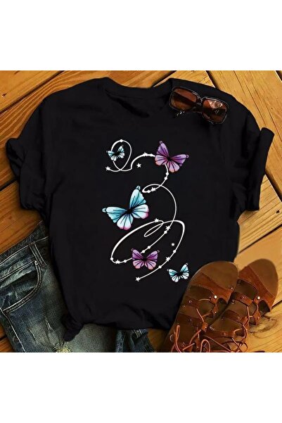 MAGORS تي شيرت نسائي من STYLE-X مطبوع عليه فراشات يوم الأم، 100% قطن