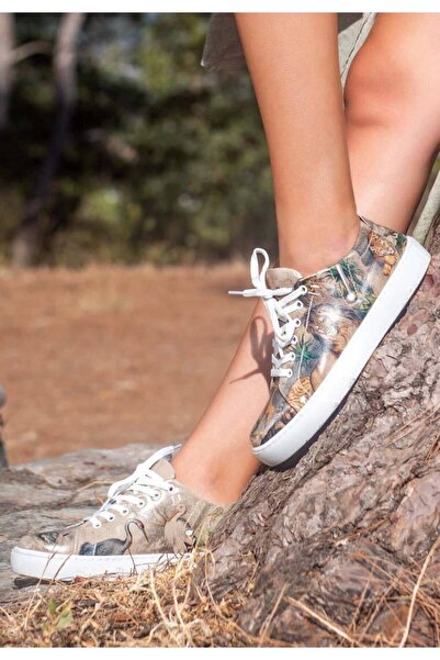 Dogo Kadın Vegan Deri Çok Renkli Sneakers - Jungle Serenity Tasarım