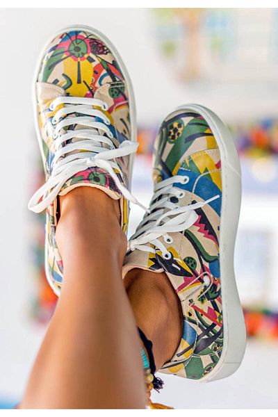 Dogo Pantofi de damă din piele vegană multicoloră - Design Beauty In Chaos