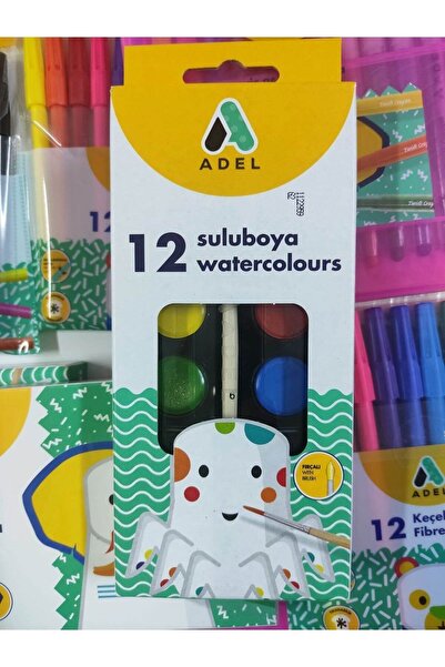 Adel 4 X 12 Renk Boyama Seti (12 Lİ KURU SULU PASTEL KEÇELİ BOYA SETİ)