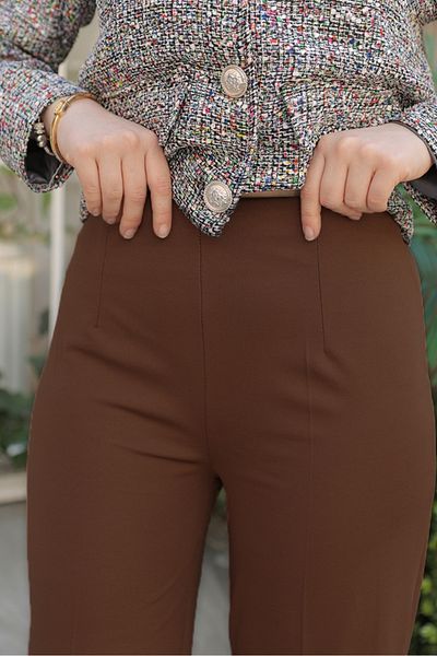 Bestenur Palazzo Scuba Trousers 866 - Bitter Brown
