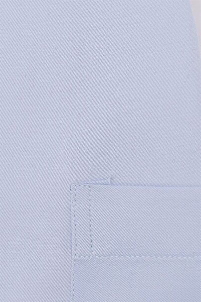 Tudors Büyük Beden Saten Erkek Mavi Gömlek