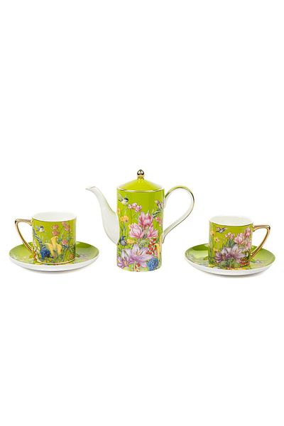 Mikasa Moor Garden Green 2-Piece Double Coffee Set and Teapot 200CC