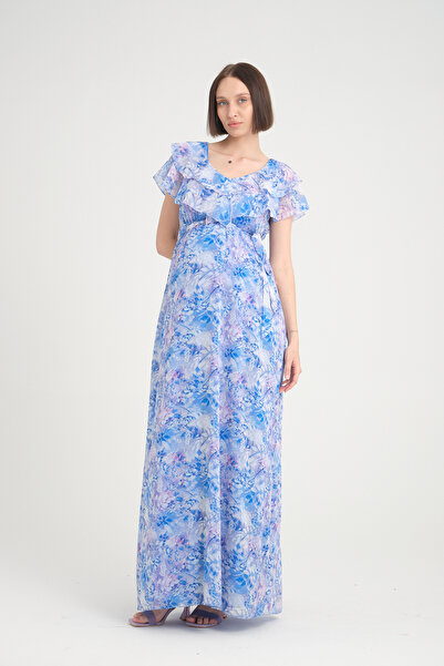 Entarim Hamile  Uzun Şifon Elbise