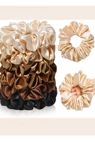 Atılgan Grp Luxury Silk Satin Fabric XXL Scrunchie Buckle, Biggest Size Bagel Buckle, Handmade - Gold
