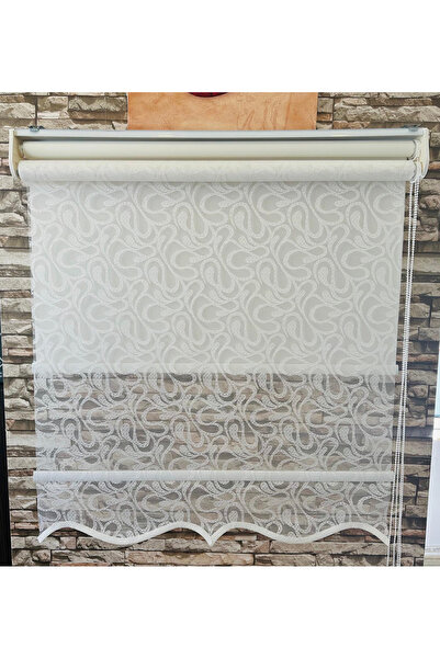 PARAF STORE ÇİFTLİ SİSTEM TÜL VE STOR PERDE (EKRU RENK)