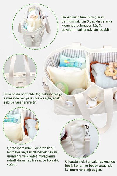 Modakids Canvas Mother Baby Care Bag Organizer Portable Organizer for Newborn Diaper Changing