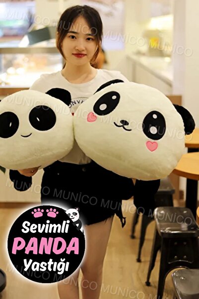 Munico Kızların Bayıldığı Sevimli Panda Yastık Sevimli Bebek Peluş Panda Siya...