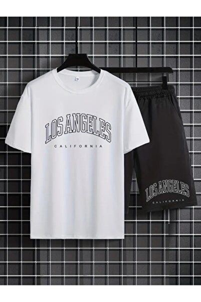 Generic Brand Ανδρικό λευκό μπλουζάκι "Los Angeles Printed" Basic Oversize - ...