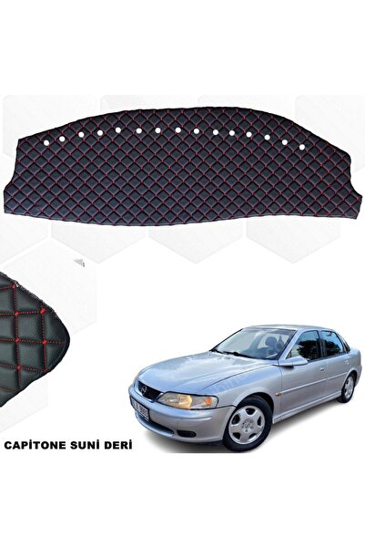caraks سجادة صدر متوافقة مع علبة Vectra B Space - 1995-2002 أسود-أحمر جلد صنا...