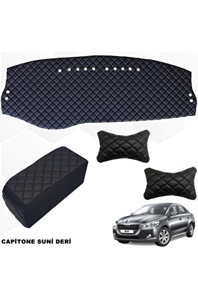 caraks Peugeot Uyumlu   301 Ön Göğüs Halısı + Kolçak + Boyunluk Siyah