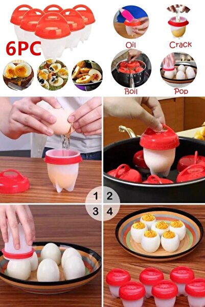 Genel Markalar 2 Yıl Mutfak Yumurta Haşlama Kabı Silikon Profesyonel 6'lı Pro...