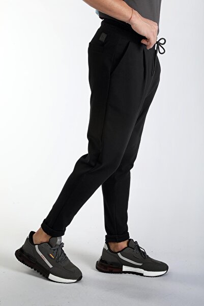 Lee Cooper Μαύρο πλεκτό ανδρικό αθλητικό παντελόνι