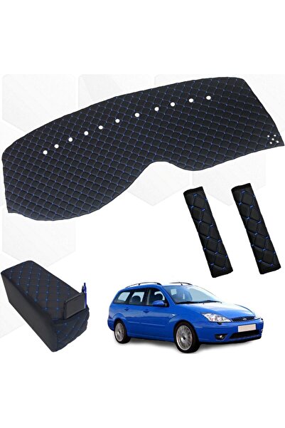 caraks Focus 1 Stw - 1998-2005 سجادة صدر من الجلد الصناعي باللون الأسود والأز...