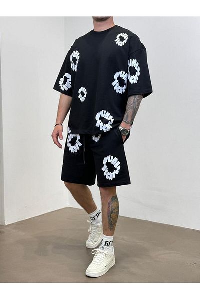 Rey Polo MEN'S PRINTED OVERSIZE SHORTS SUIT