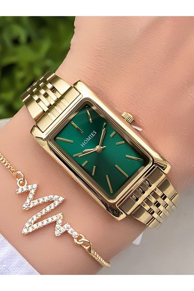 Homies HOMİES Rectangular Women's Wristwatch and Gift Bracelet