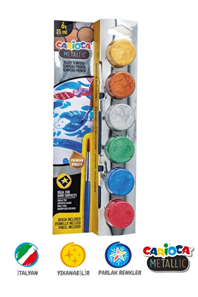 carioca - Tempera / Sulu Boya Metalik Renkler 25 Ml. - 6 Renk