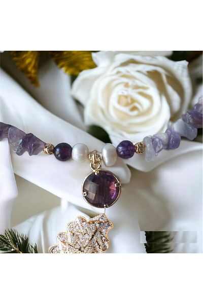 MSTR Art Amethyst Stone Necklace