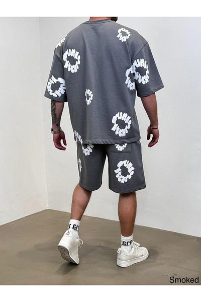 Rey Polo MEN'S PRINTED OVERSIZE SHORTS SUIT