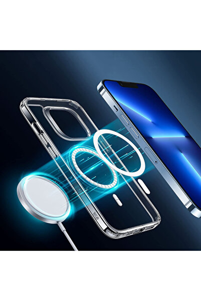Powerfox iPhone 12 Mini/ 13 Mini Uyumlu Gerçek Magsafe Özellikli Sert Şeffaf Kılıf