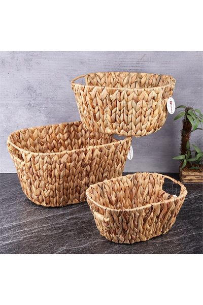 Kumsal Mutfak Wicker Fabric 3-piece Box Set