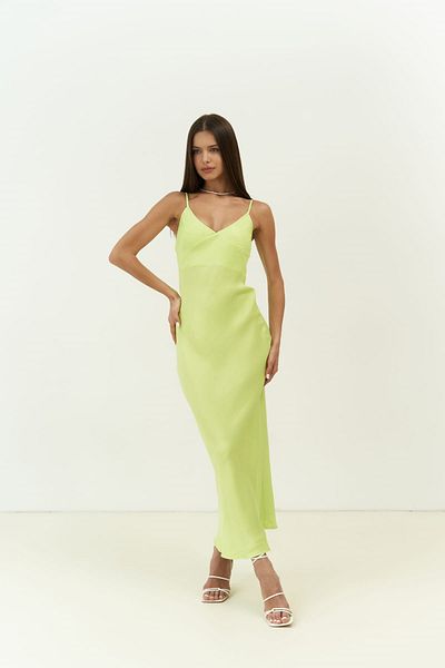 MAİ COLLECTİON Neongrünes Maxikleid von Olesya mit Trägern