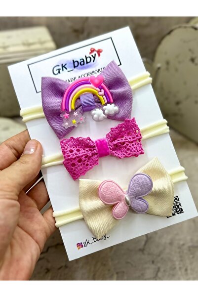GK مجموعة باندانا ثلاثية للفتيات الصغيرات بألوان قوس قزح باللون الوردي والأرج...