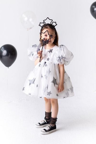 PixyLove White Girl's Dress Bubble Star