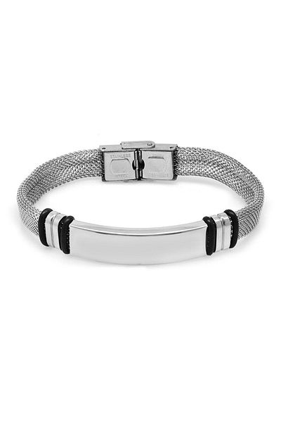 Tesbihane Silver Color Steel Men's Straw Bracelet